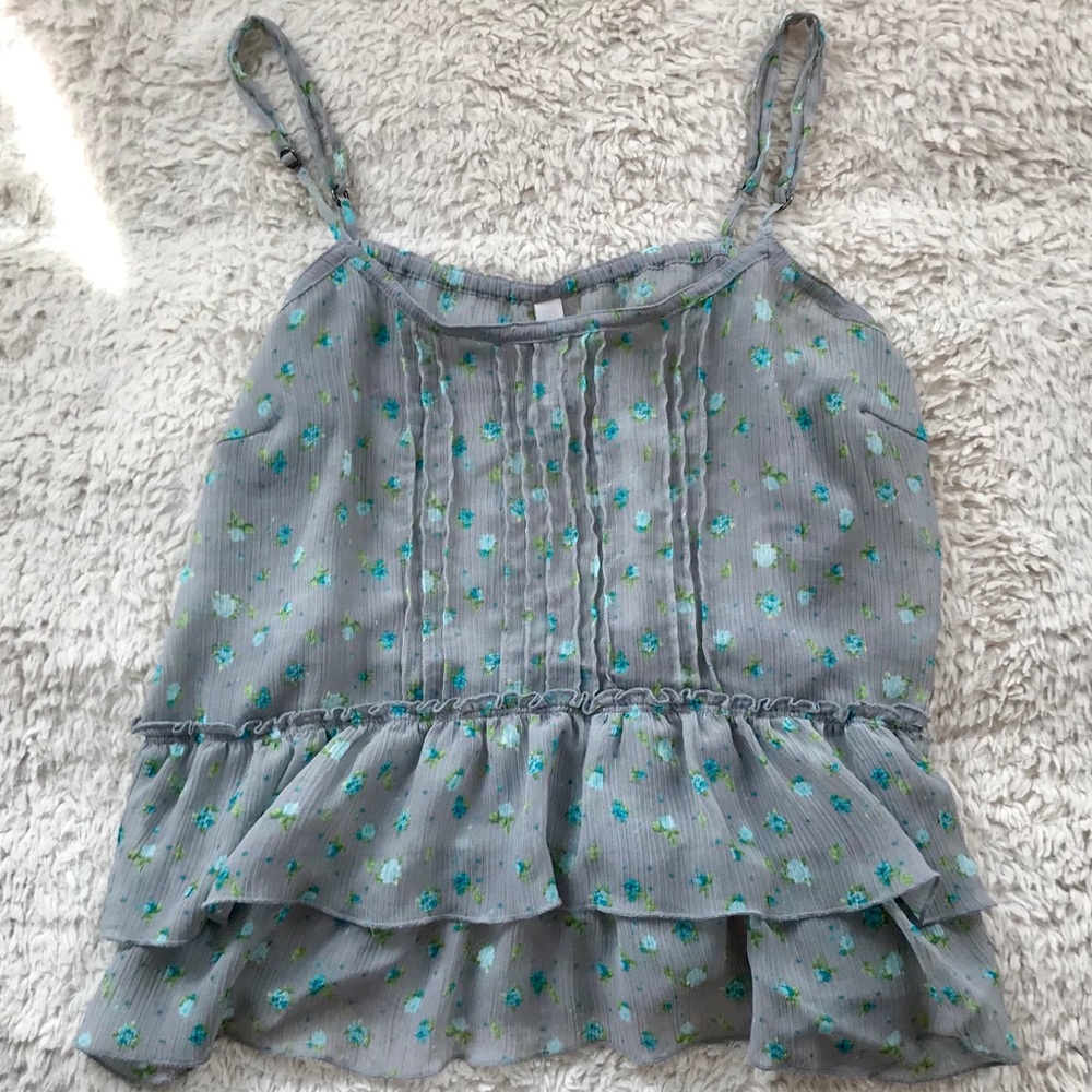 Aeropostale Sheer Floral Sleeveless Top